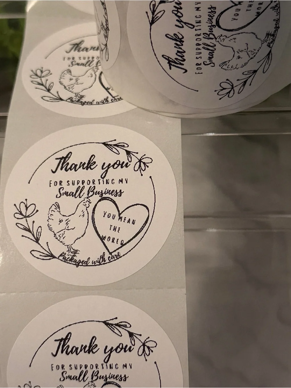 Chicken Thank You Stickers 2” Circle | 200 Small Business Labels Country Theme